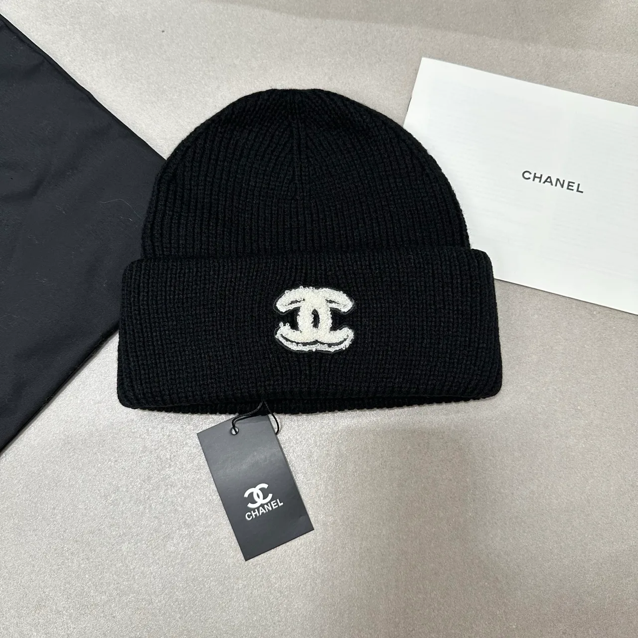 Chanel Knit Beanie in Pink & Burgundy & Black & Beige · view 3