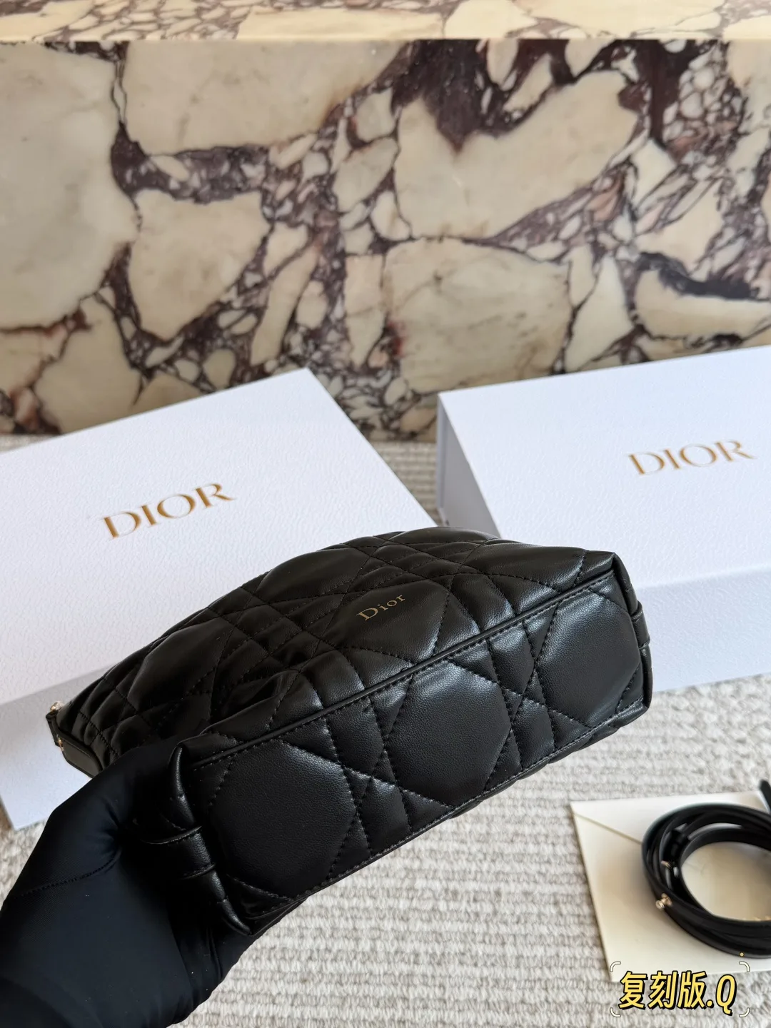 Dior Quilted Glossy Hobo Bag in Black · view 5
