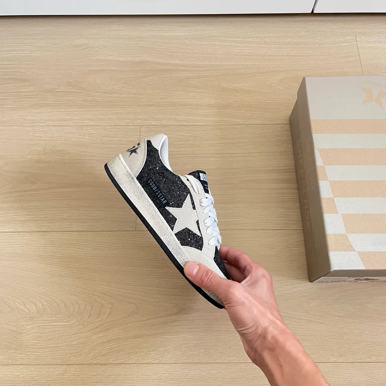 Golden Goose Glitter-Toe Star Sneakers in White · view 8