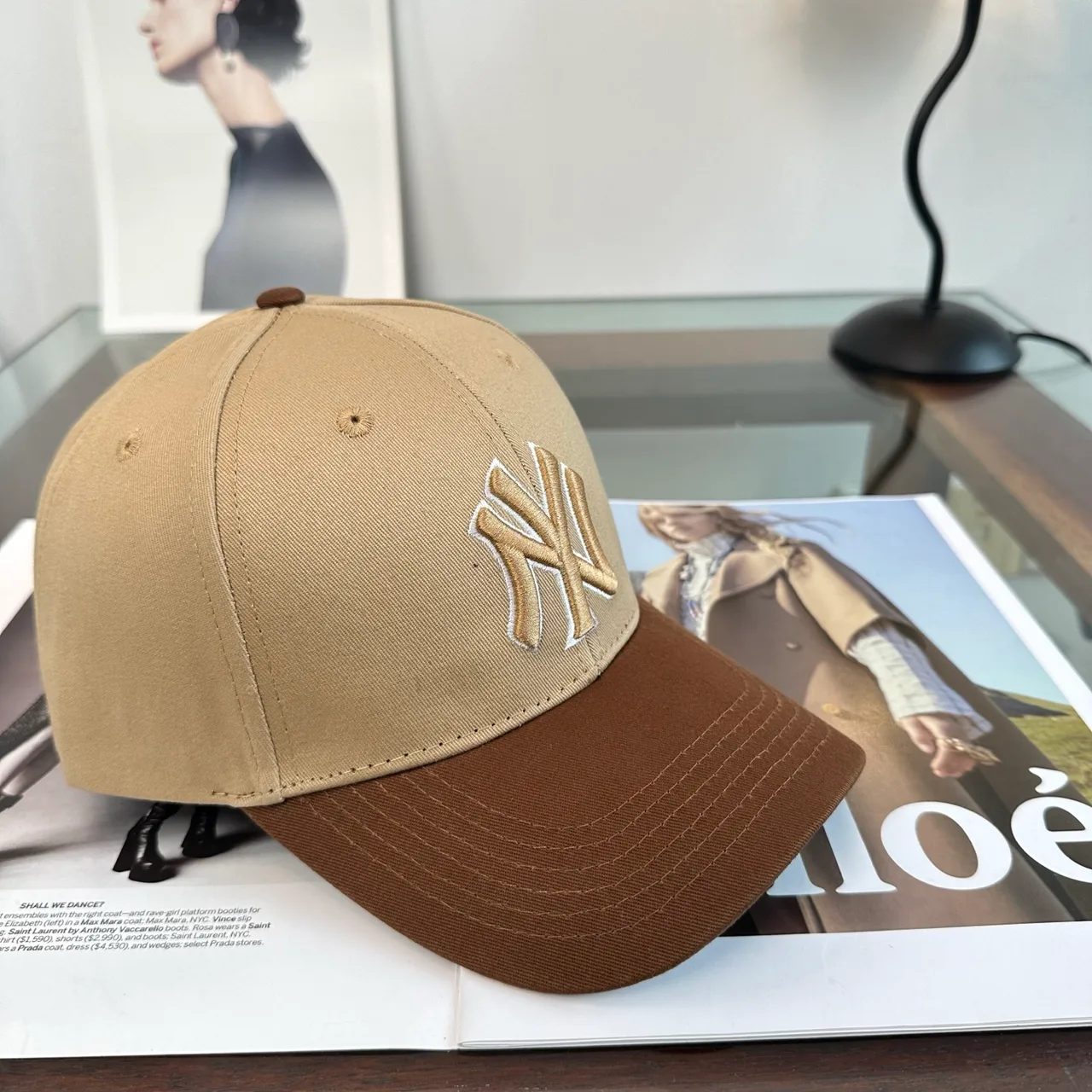 NY Letter Colorblock Baseball Cap in Brown & Black & Grey & Blue · view 3