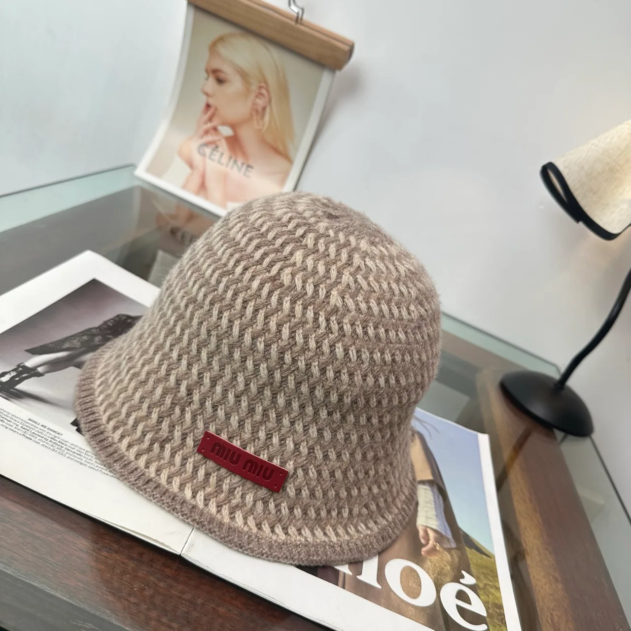 Miu Miu Bucket Hat in Beige & Black & Brown & Blue · view 3