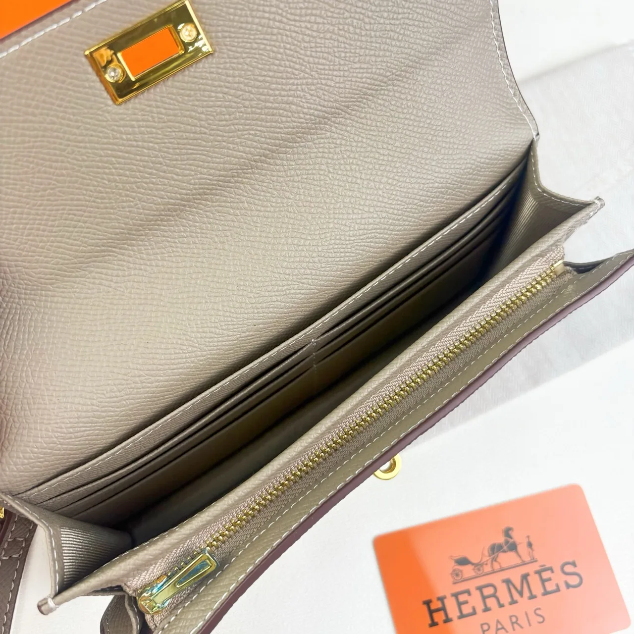 Hermes Kelly Wallet in Grey & White & Orange & Black & Blue & Brown & Burgundy & Red & Pink · view 5