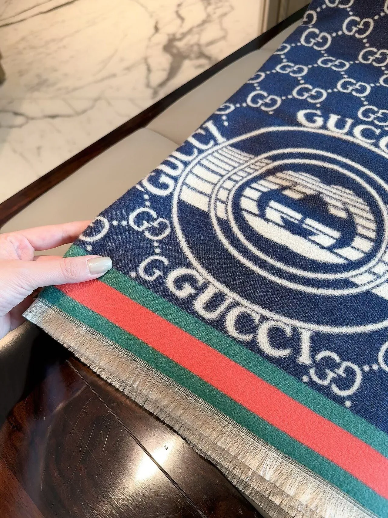 Gucci GG Scarf in Pink & Blue · view 8