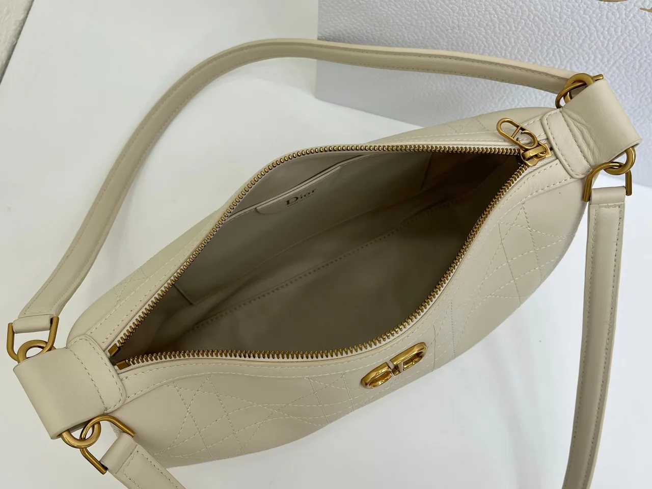 Dior Quilted Hobo Bag in Cream · view 8