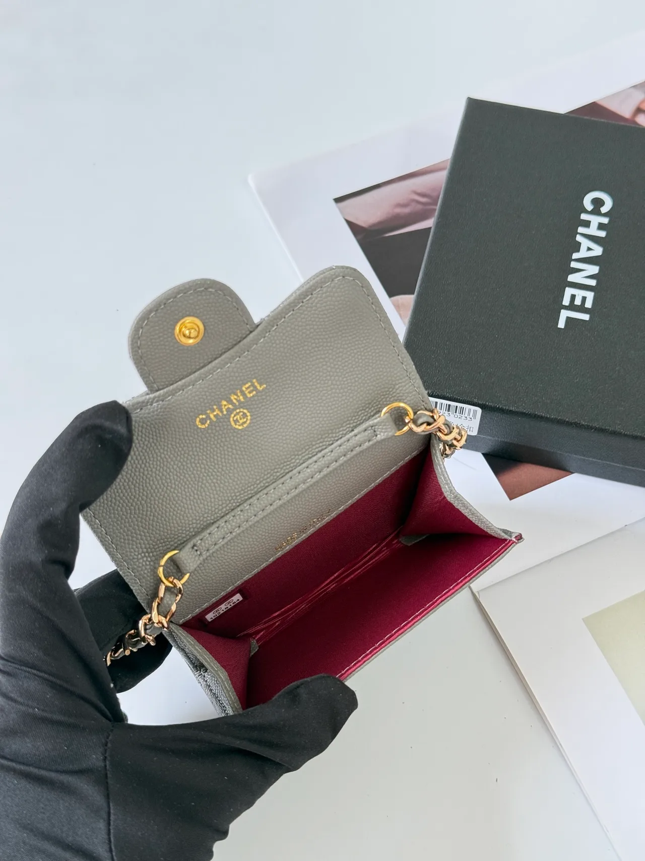 Chanel Quilted Wallet in Grey · view 6