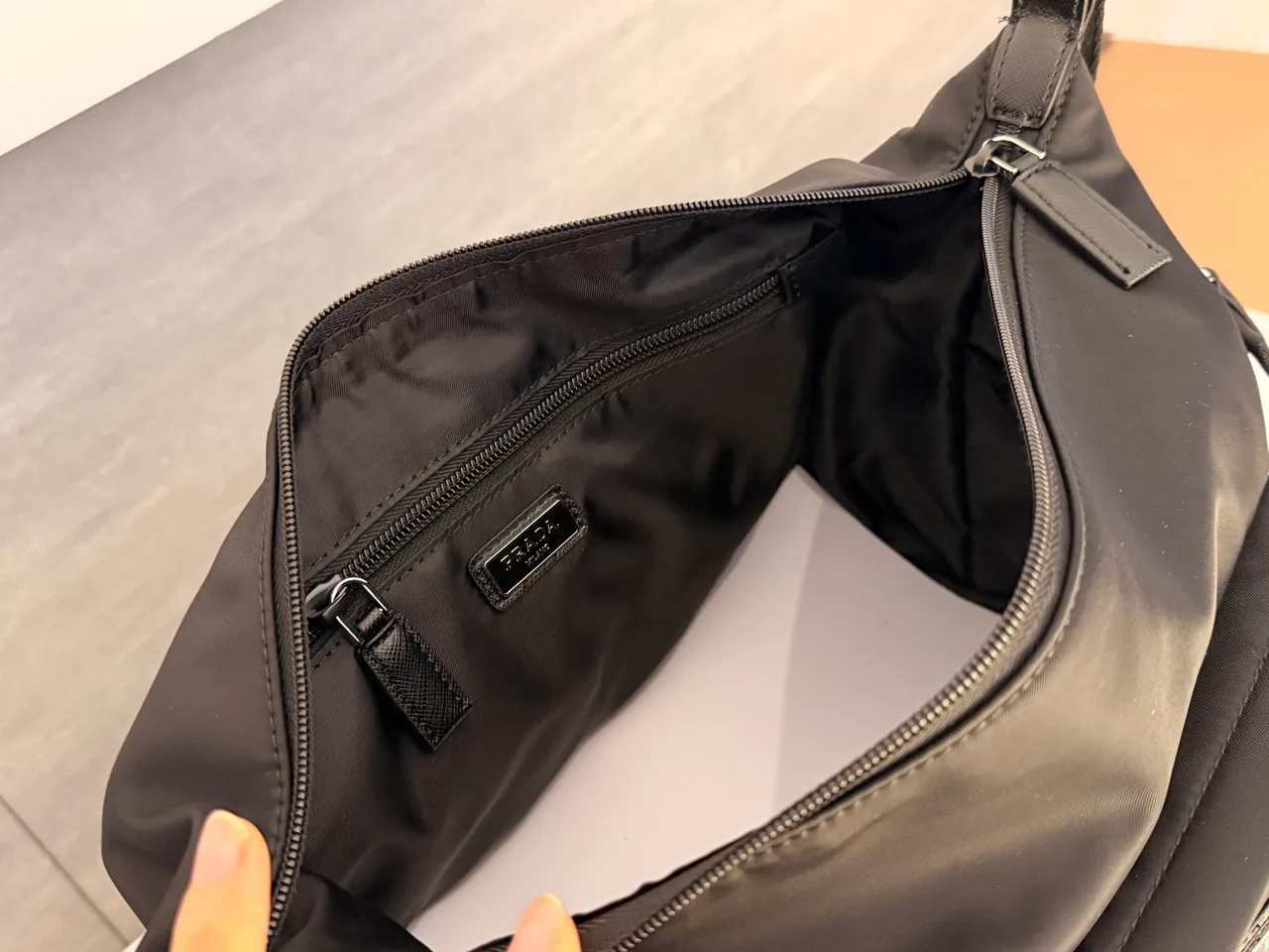 Prada Nylon Smooth Pillow Duffel Bag in Black · view 7