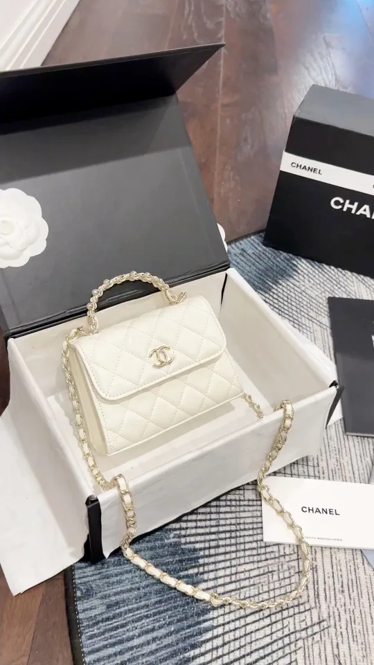 Chanel Pearl-Handle Mini Bag in Yellow / Burgundy / Blue / Black / Pink / White · view 2