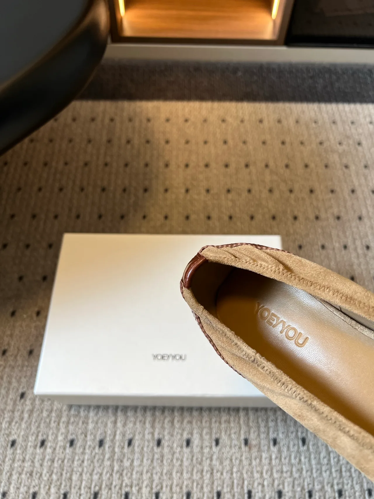 YOEYYOU Square-Toe Two-Tone Slingback Pumps in Brown · view 8