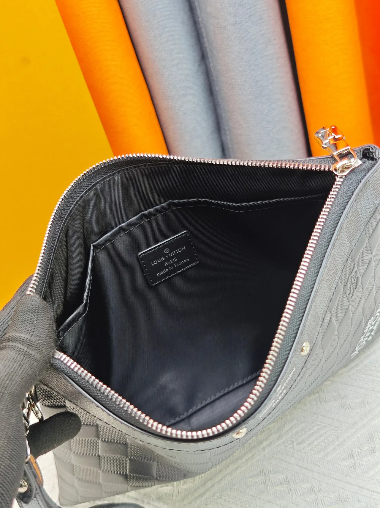 Louis Vuitton Canvas Woven Wristlet Pouch in Black · view 5