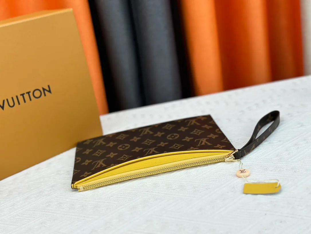 Louis Vuitton Calfskin Wristlet Pouch in Brown · view 5