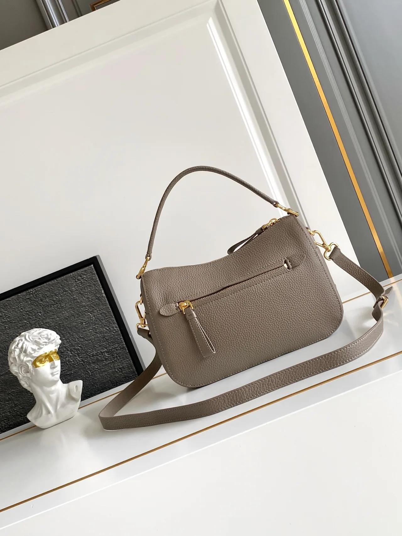Prada Calfskin Hobo Bag in Grey · view 3