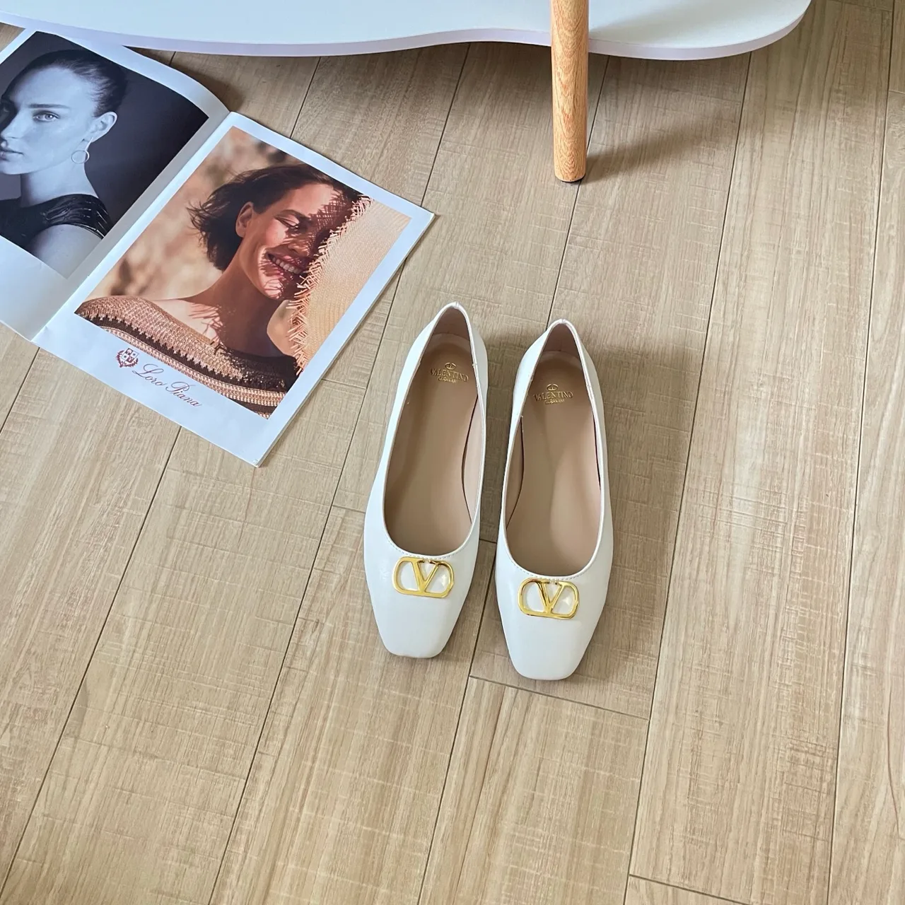Valentino V-Logo Flats in Black & White & Gold & Silver · view 2