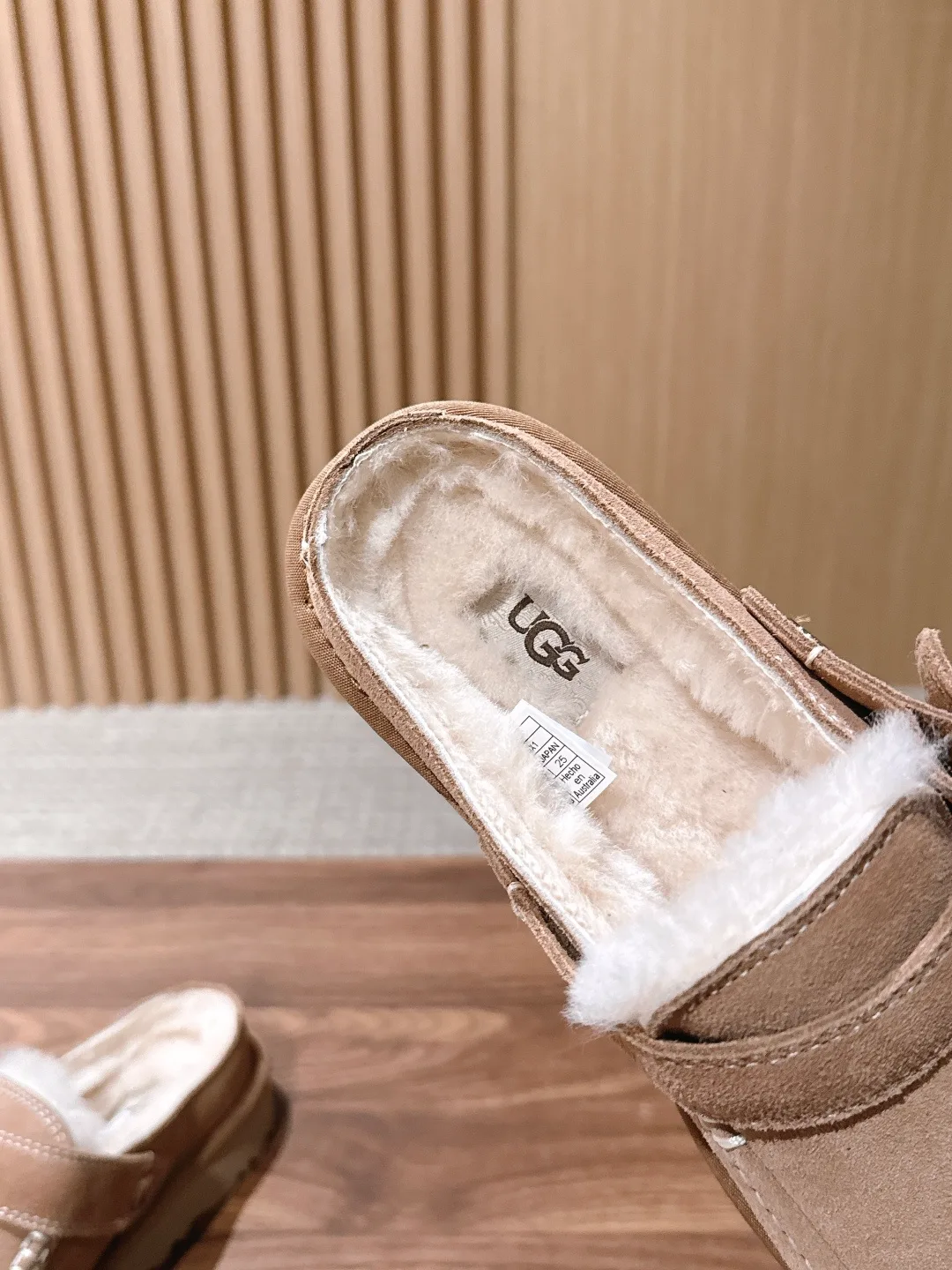 UGG Suede-Look Buckle Mules in Beige · view 7