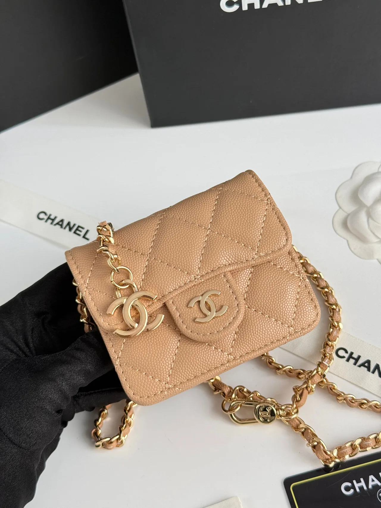 Chanel Quilted Wallet in Beige · view 4