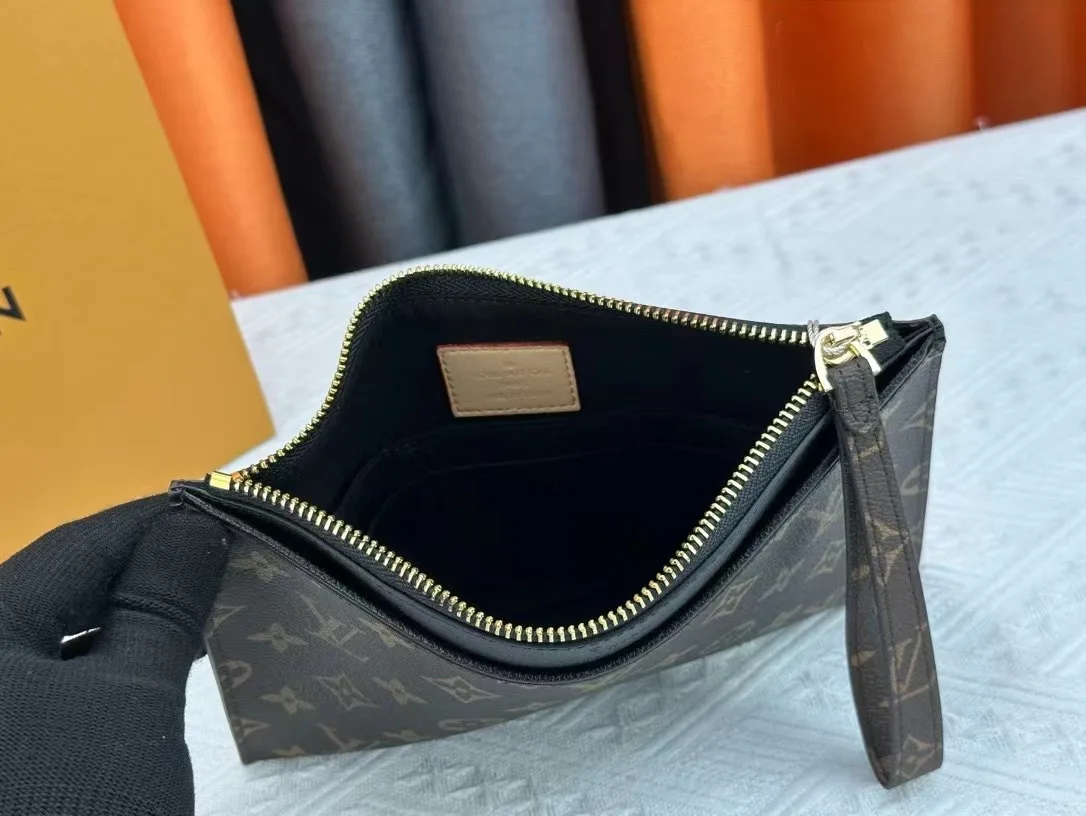 Louis Vuitton Calfskin Wristlet Pouch in Brown · view 8