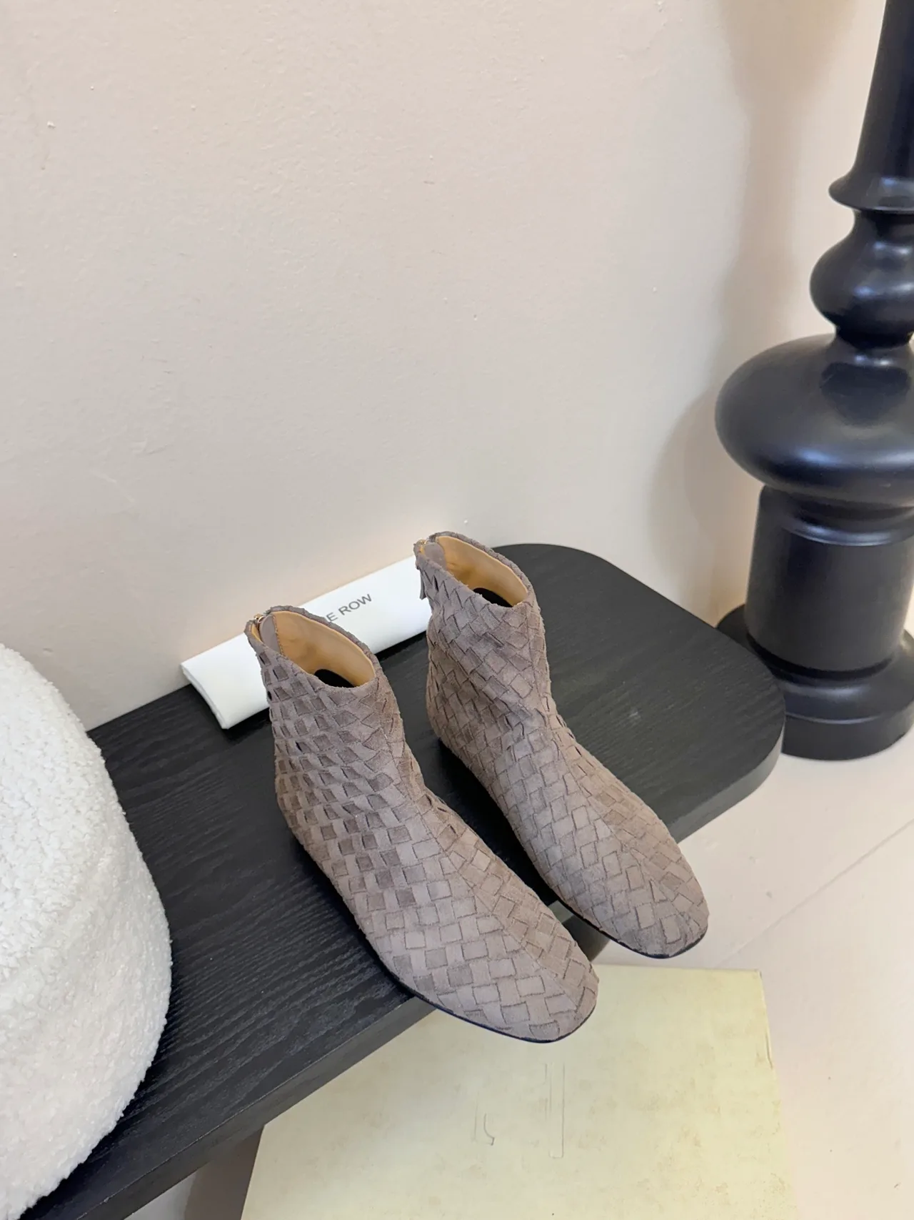 The Row Woven Round-Toe Ankle Boots in Grey · view 2