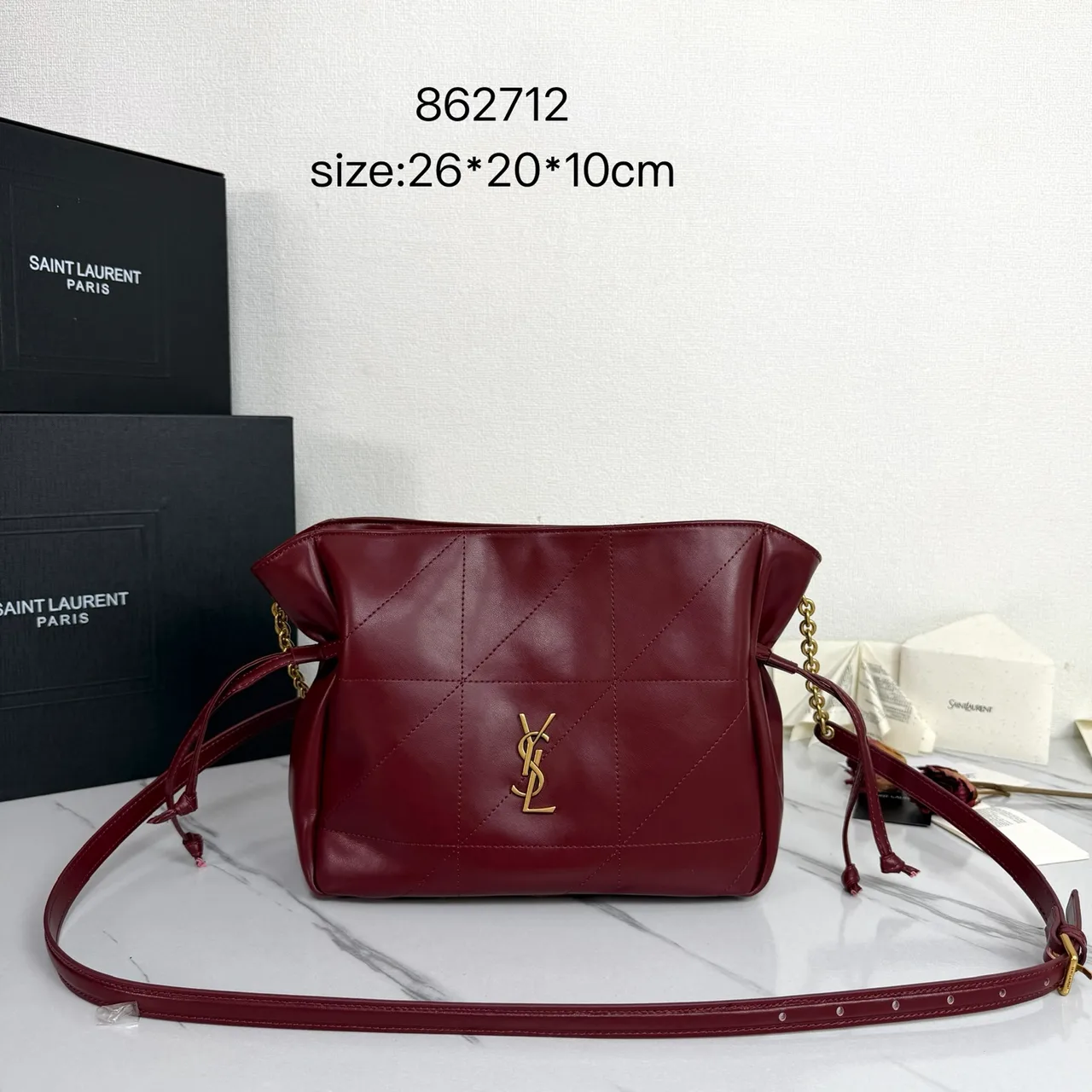 Saint Laurent Quilted Crossbody Bag in Burgundy · view 1