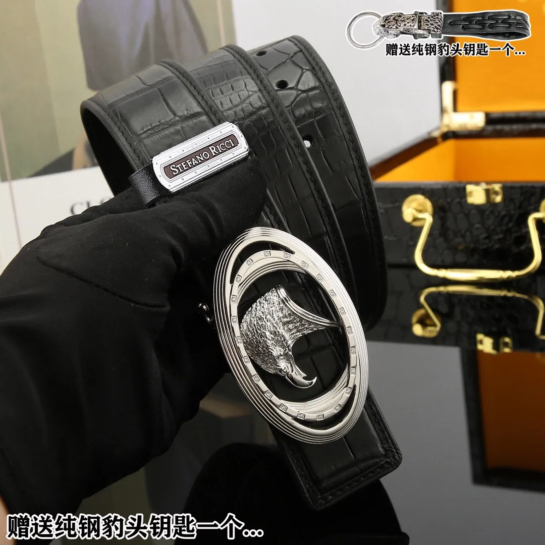Stefano Ricci Eagle Buckle Belt in Black · view 8