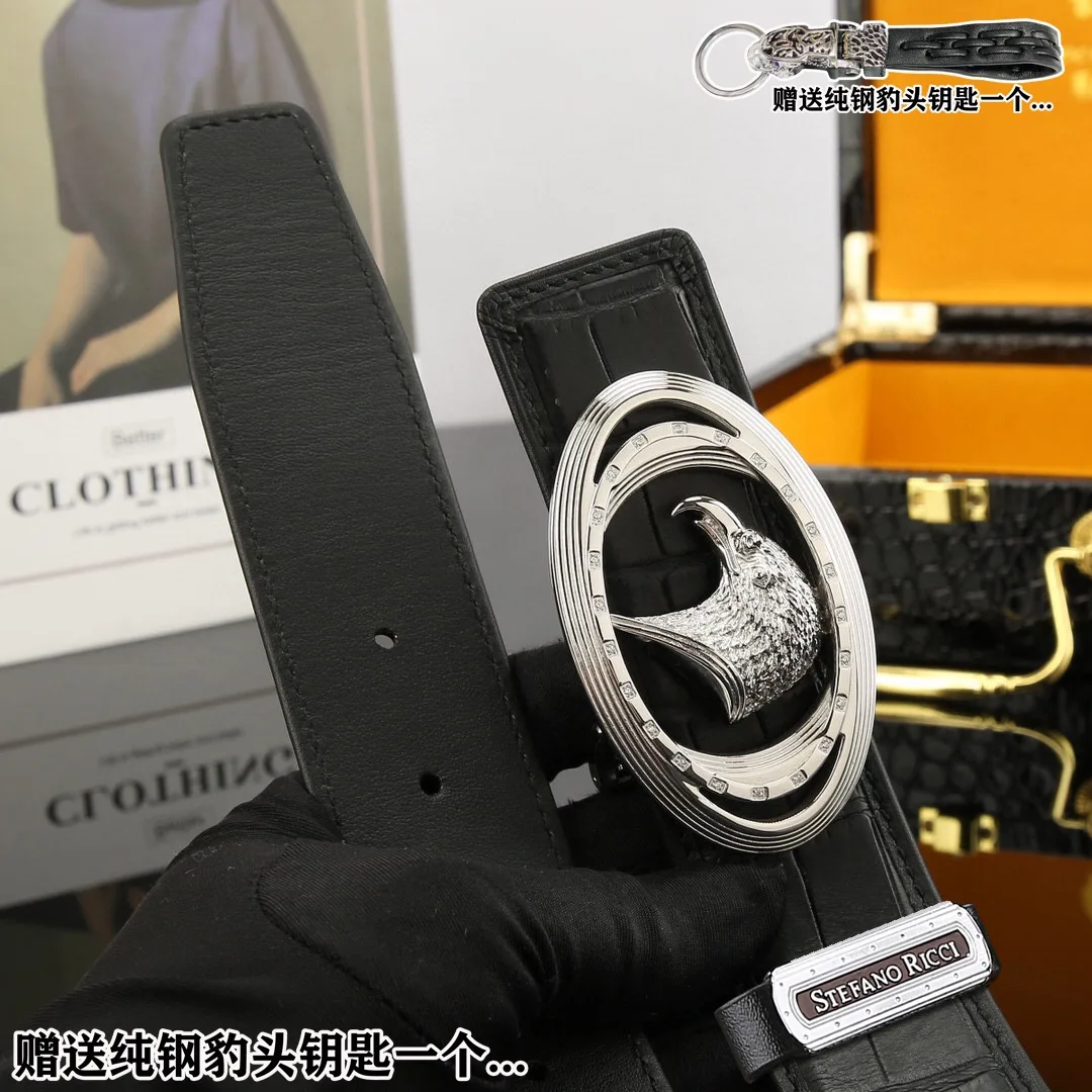 Stefano Ricci Eagle Buckle Belt in Black · view 6