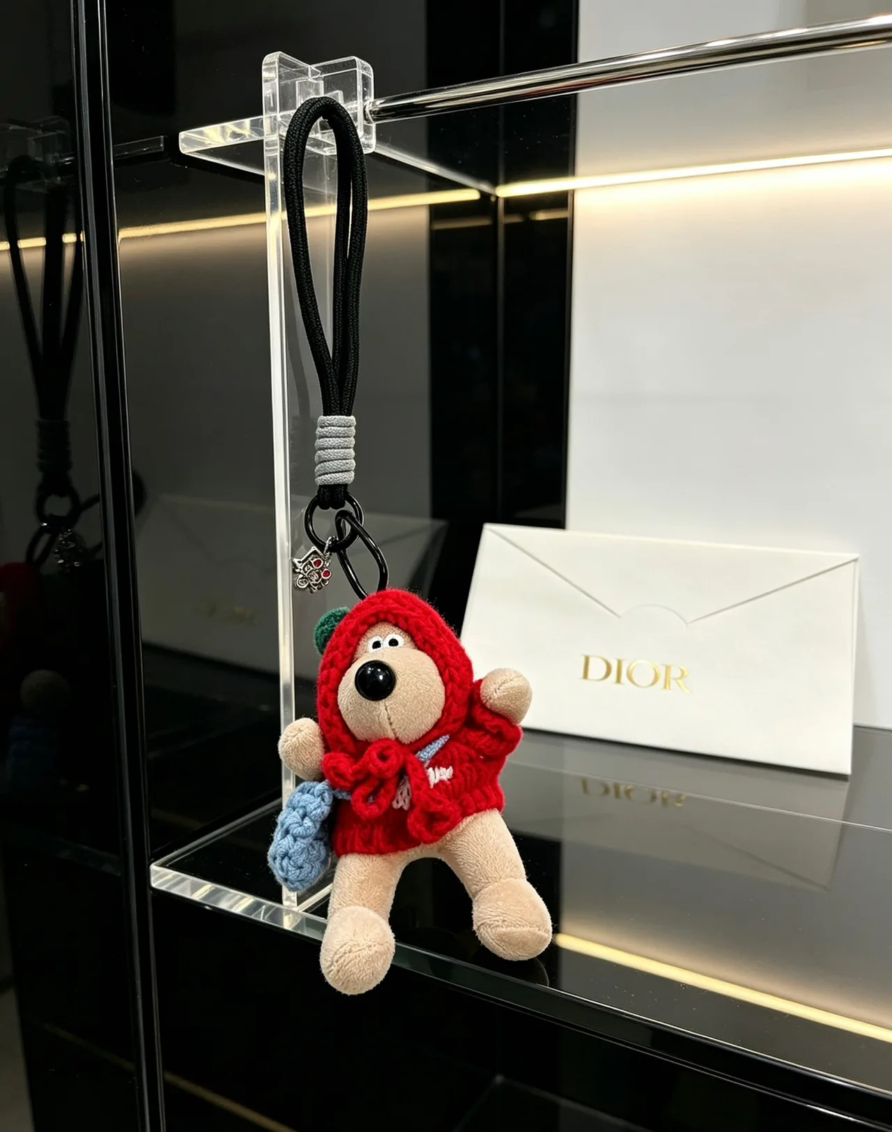 Dior Hooded Bear Keychain in Beige · view 7