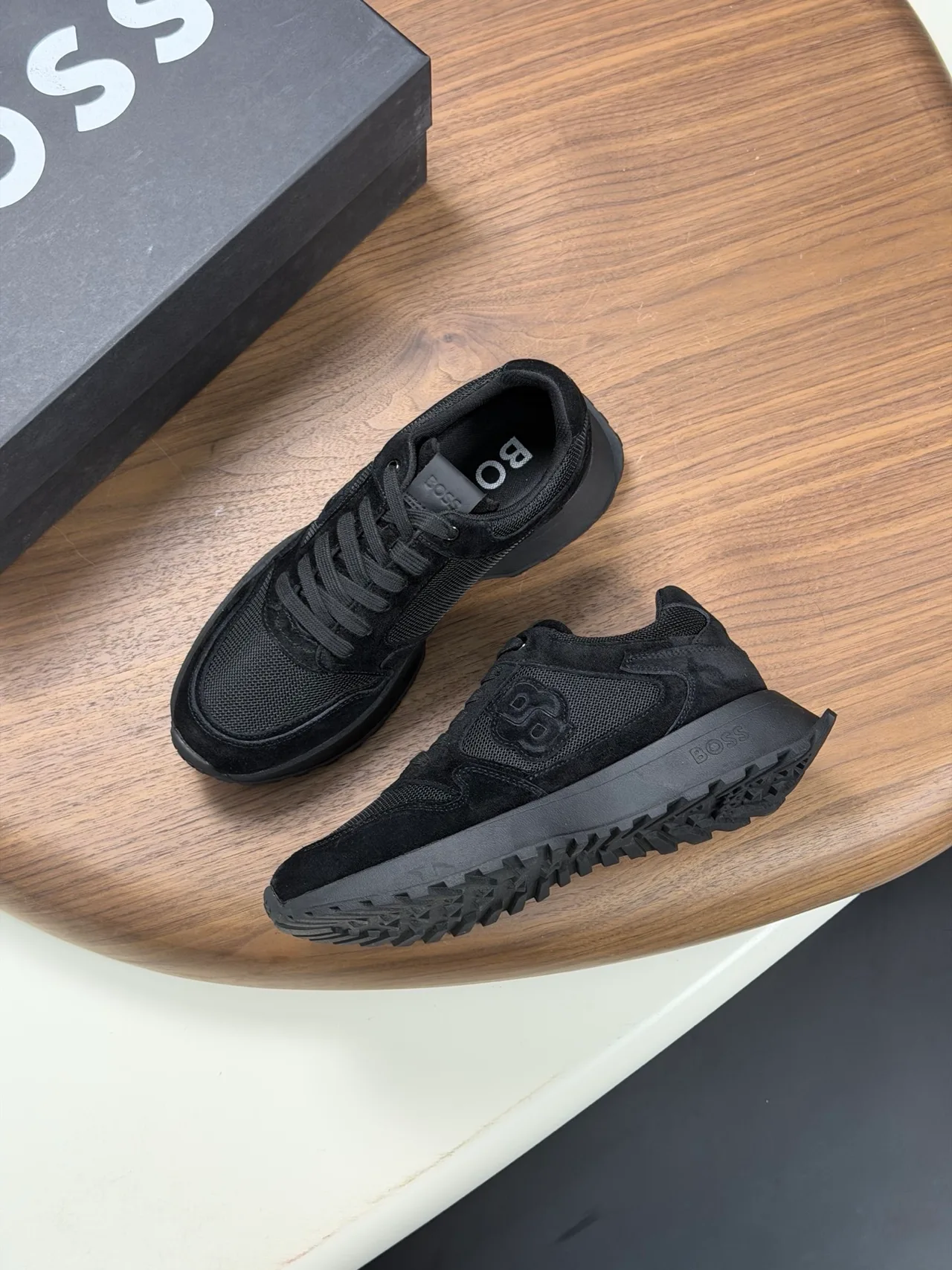 Boss Calfskin Sneakers in Black · view 4