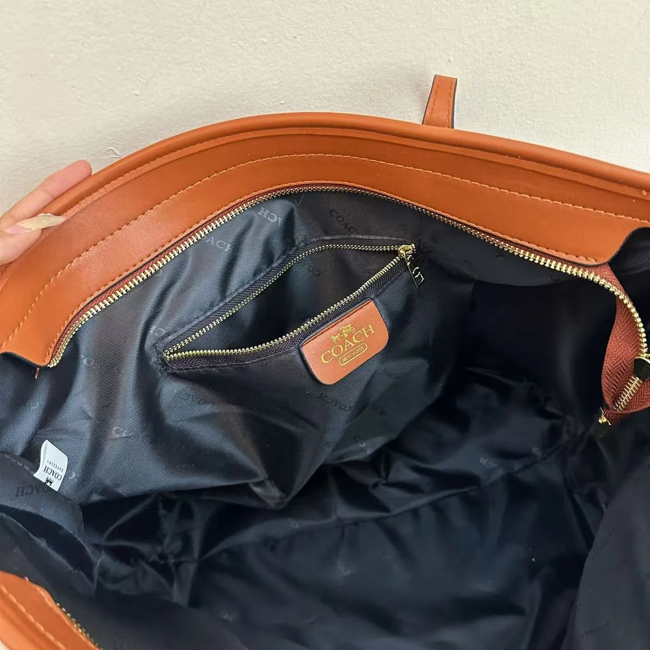Coach Tote with Pouch in Black & Beige & Brown · view 7