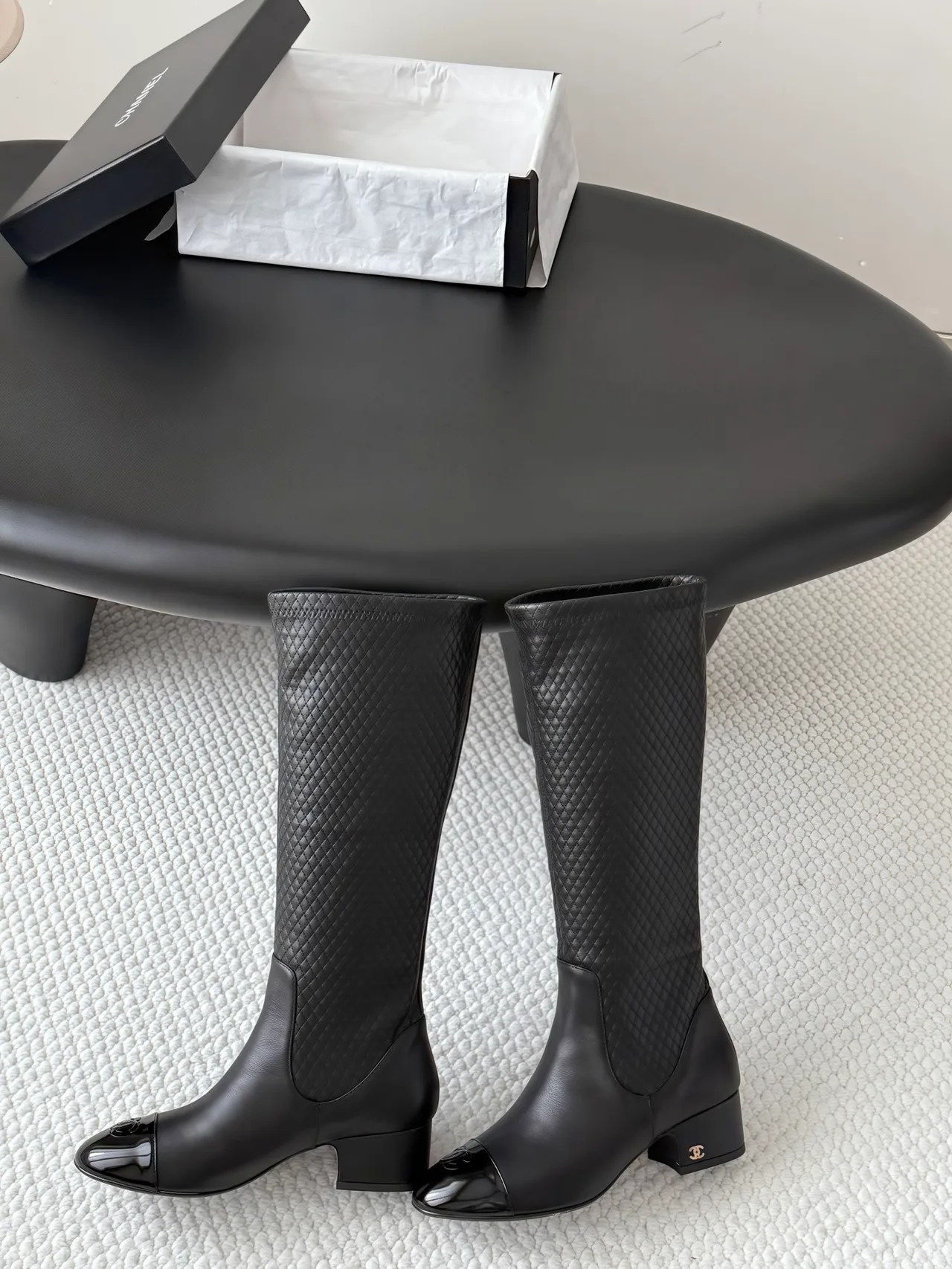 Chanel Cowhide Smooth Pointed-Toe Boots in Black · view 7