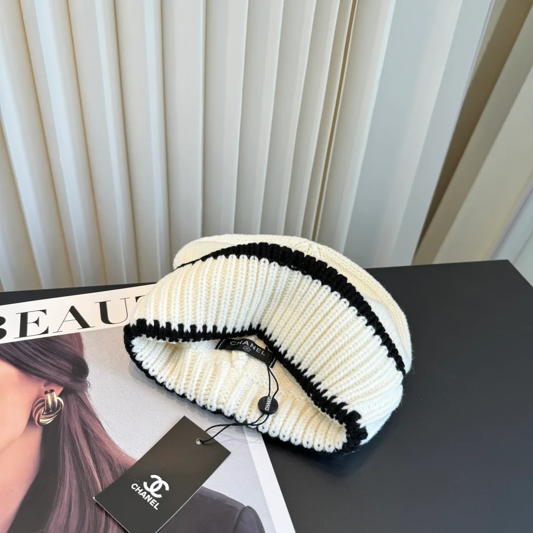 Chanel Knit Beanie in Cream · view 8