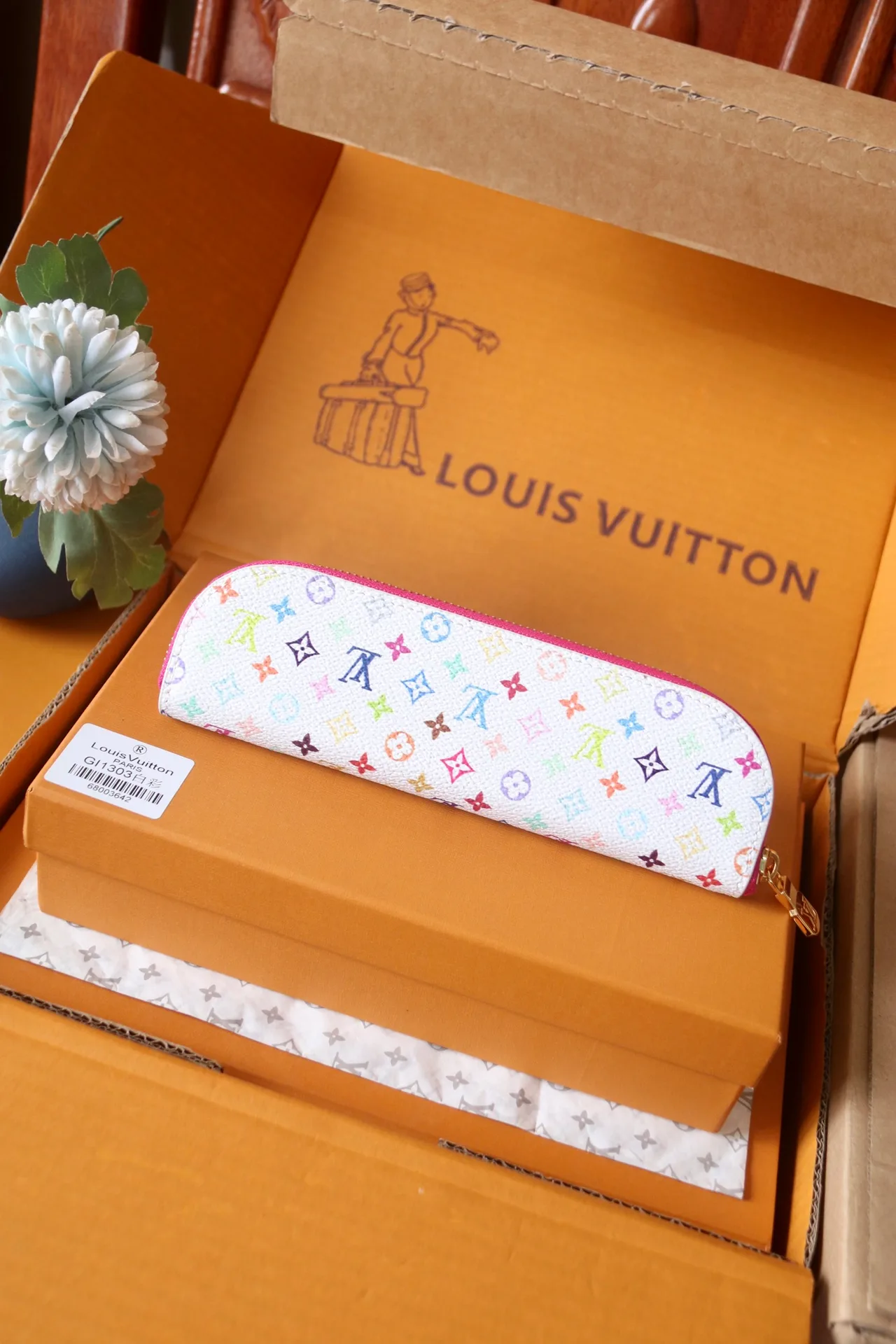 Louis Vuitton Canvas Smooth Pencil Case in White · view 3