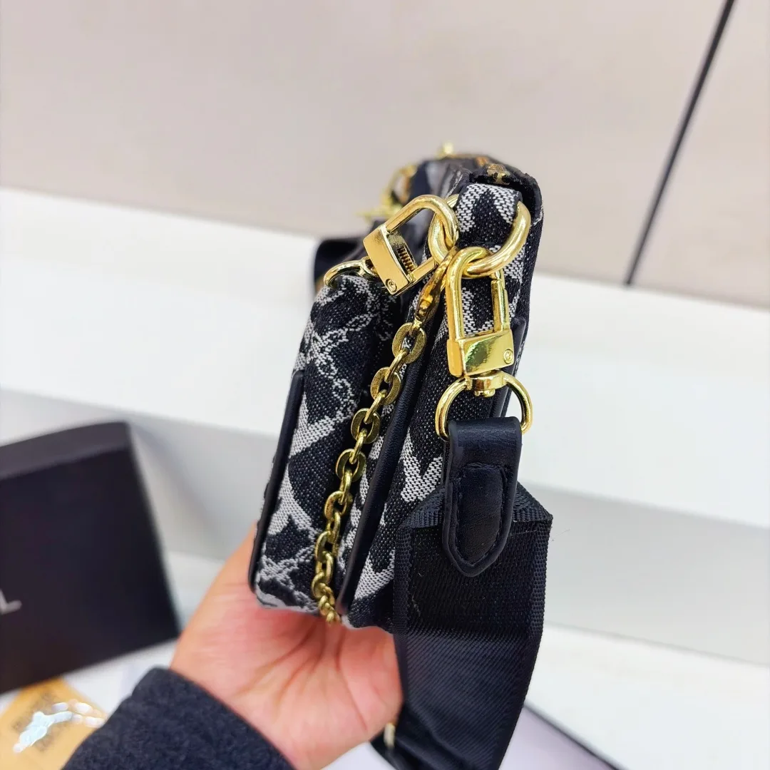 Chanel Monogram Chain-Strap Shoulder Bag in Black · view 6