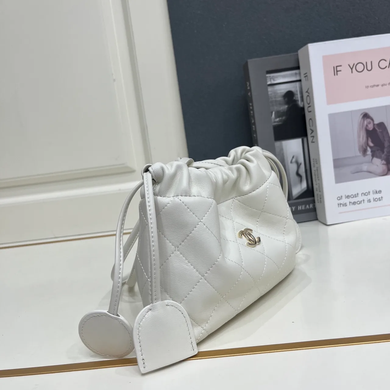 Chanel Quilted Crossbody Bag in White · view 3