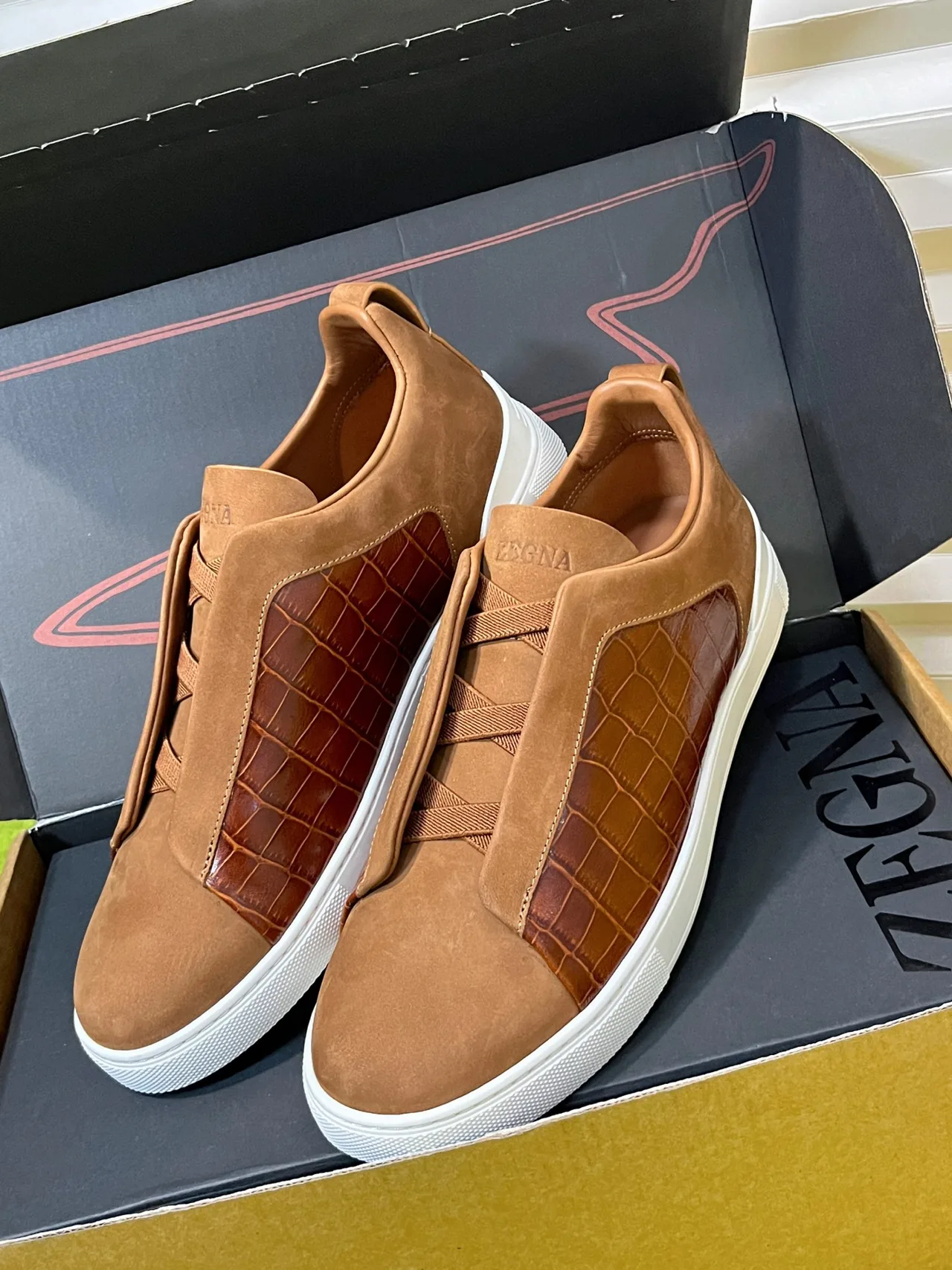 Zegna Triple Stitch Shoes in Brown · view 6