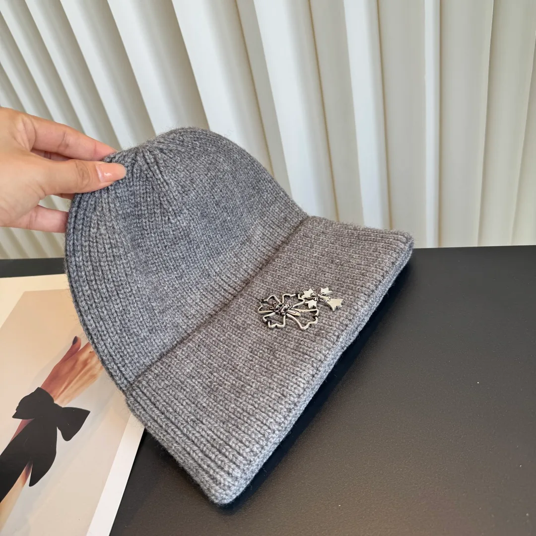 Chrome Hearts Ribbed Beanie in Grey · view 7