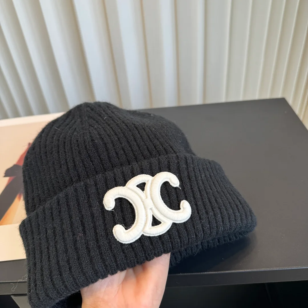 Celine Ribbed Beanie in Black · view 5