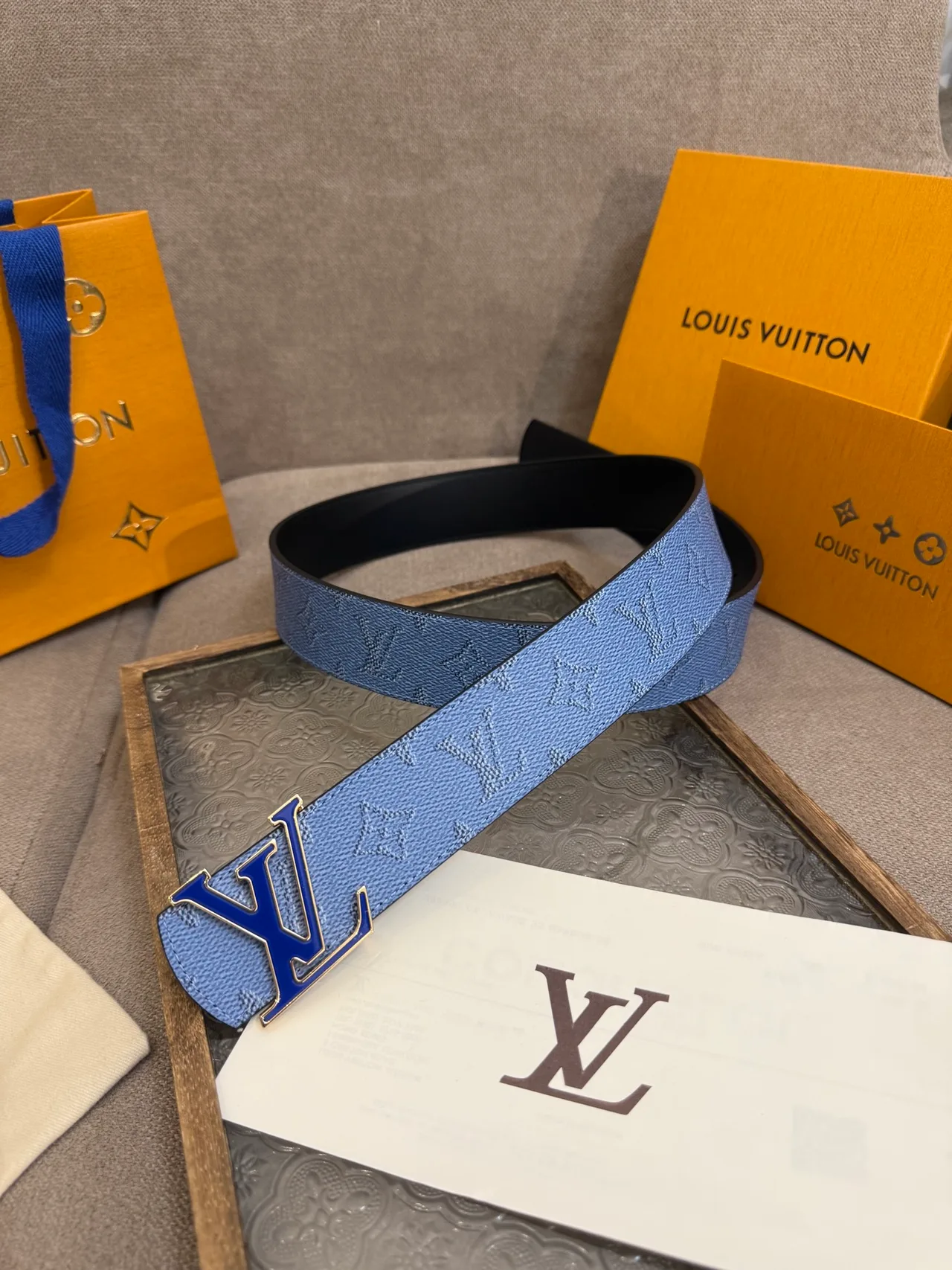 Louis Vuitton Leather Reversible Belt in Blue · view 3