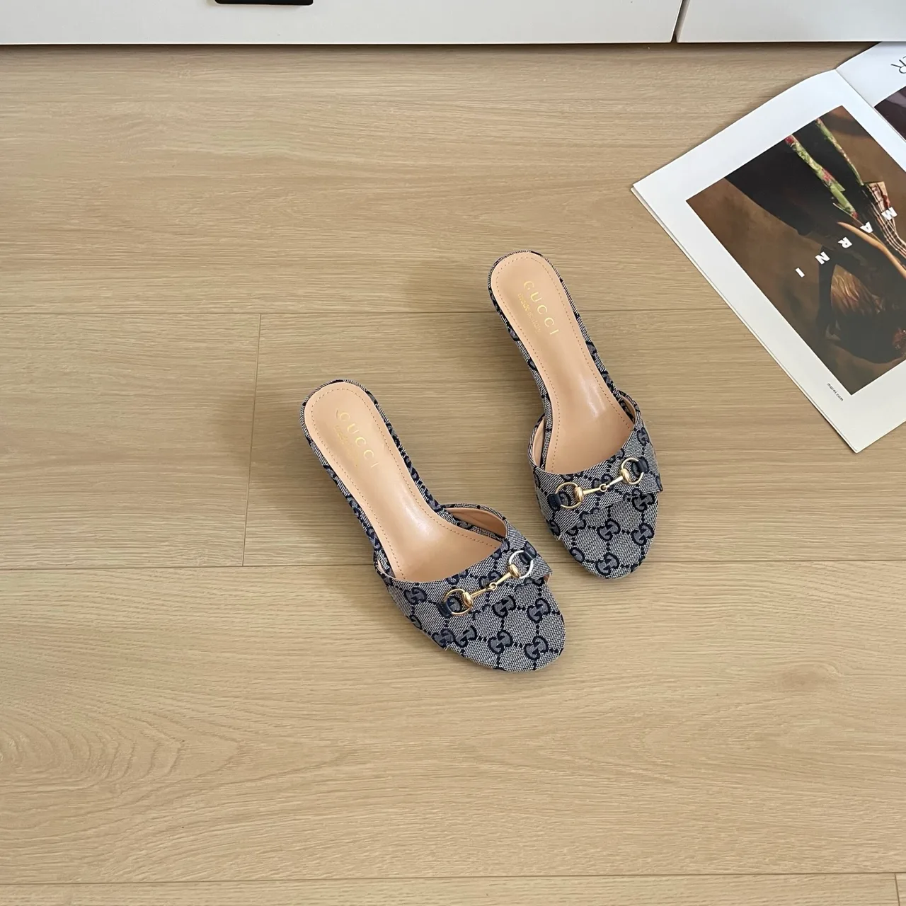 Gucci Heeled Mules in Blue · view 4