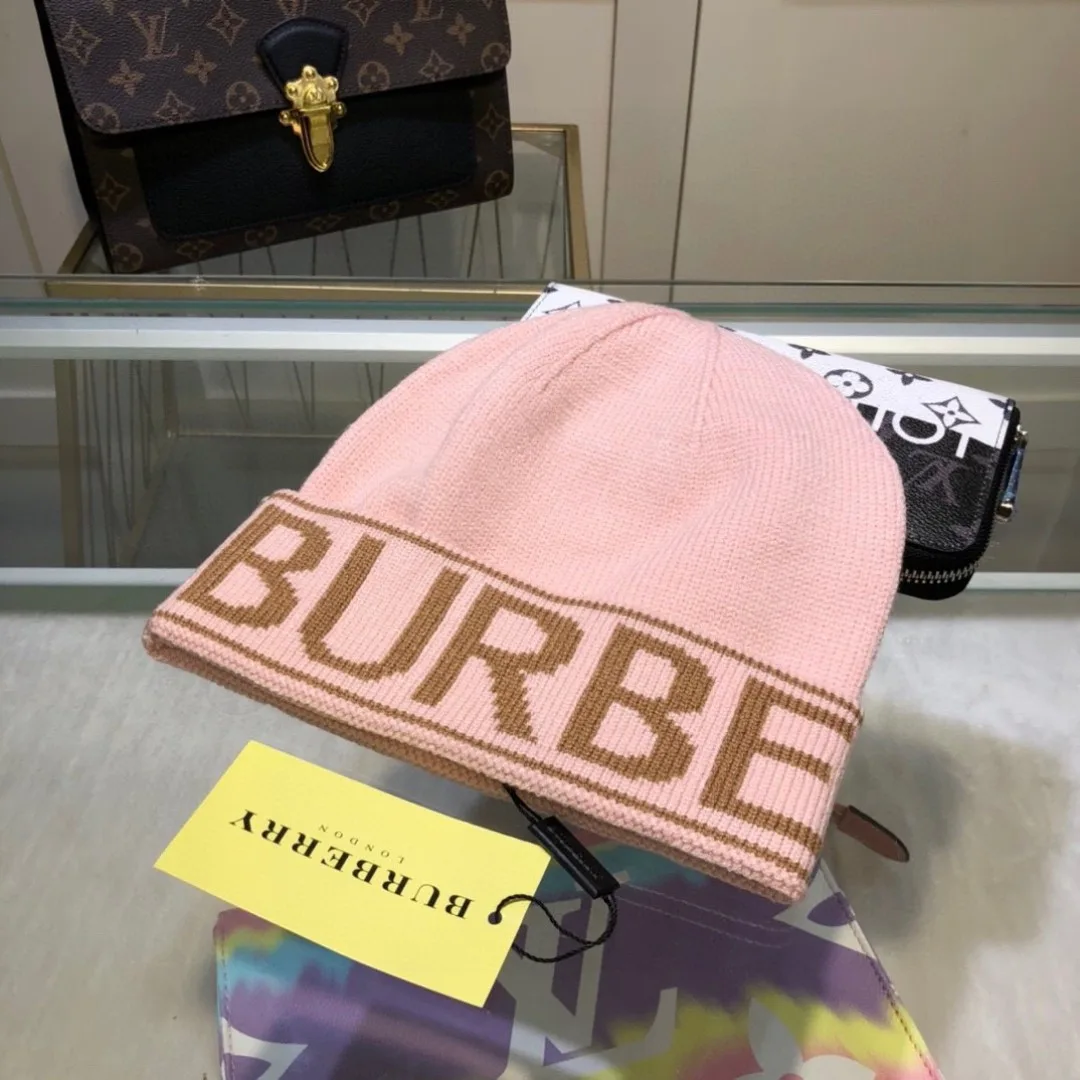 Burberry Lettered Beanie in Blue & Pink & Brown & Grey & Black · view 7