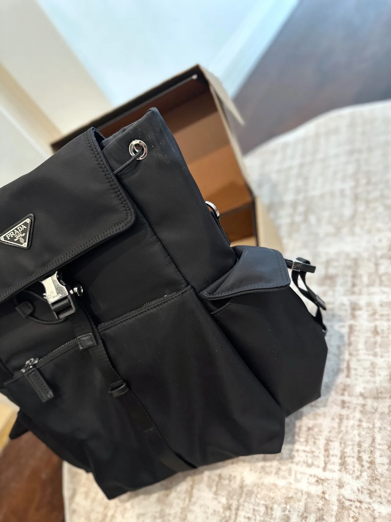 Prada Cowhide Nylon Backpack in Black · view 3