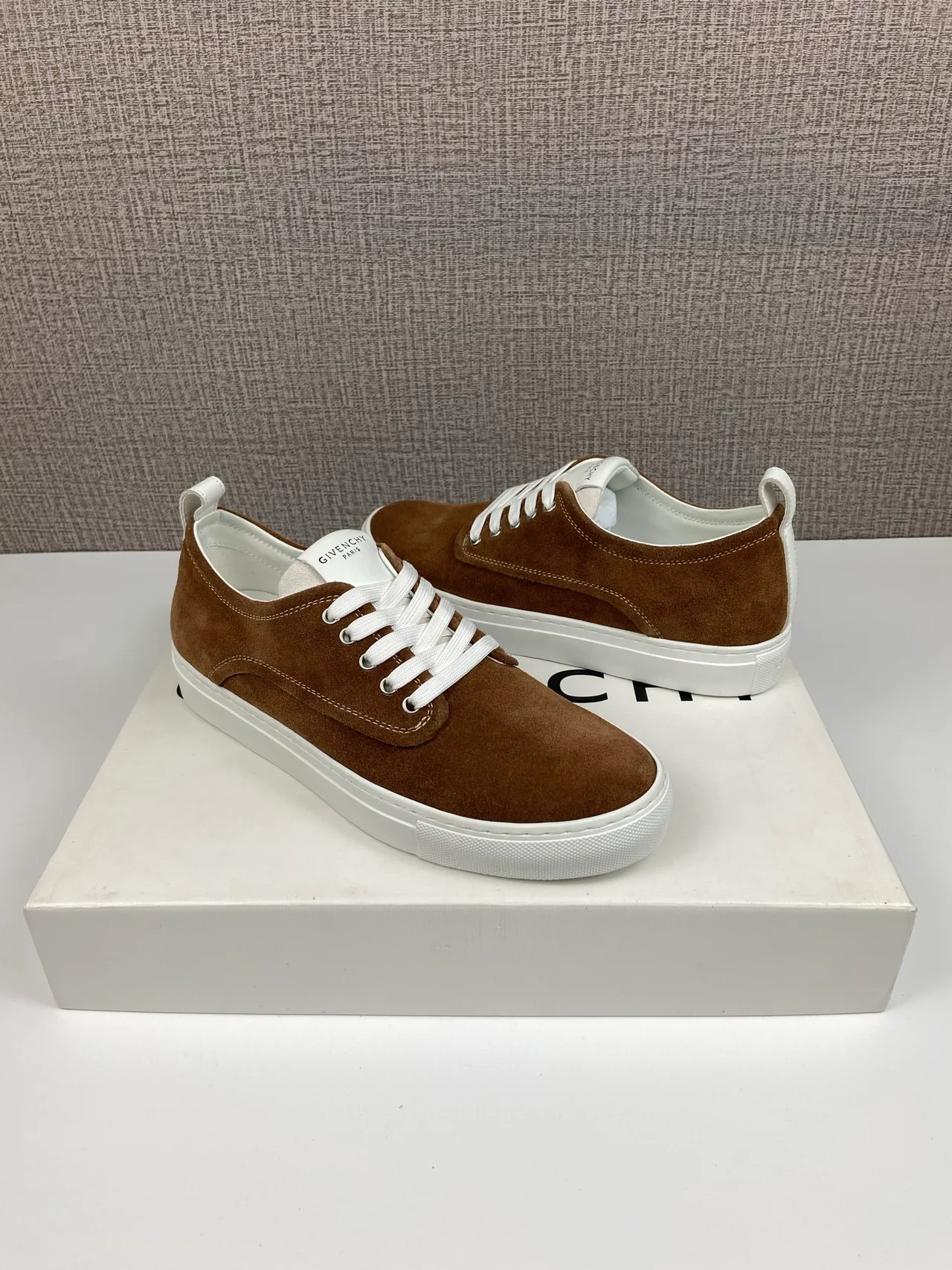 Givenchy Cowhide Suede-Look New City Sneakers in Brown · view 5
