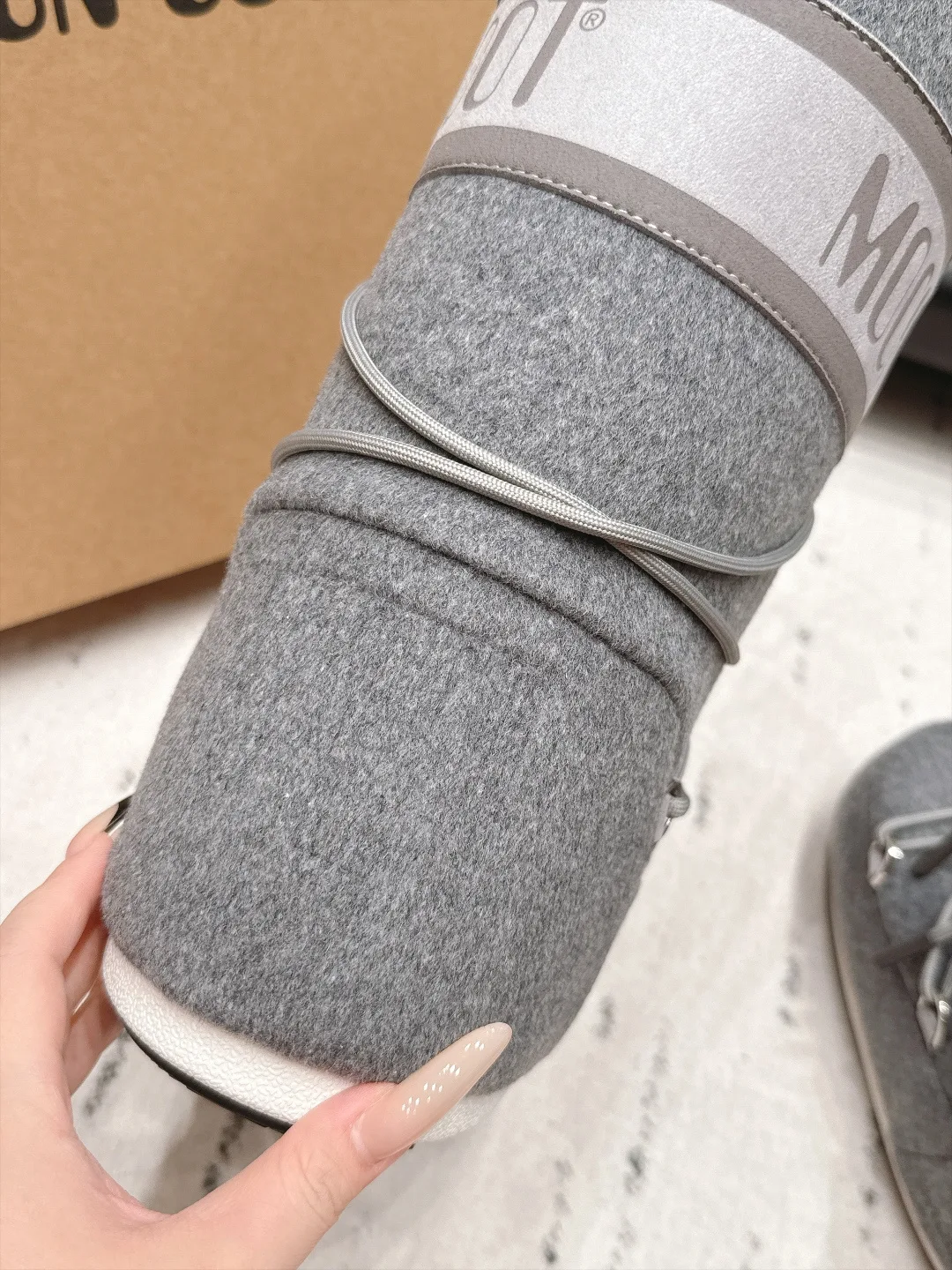 Moon Boot Ribbed Lace-Up Boots in Grey · view 7