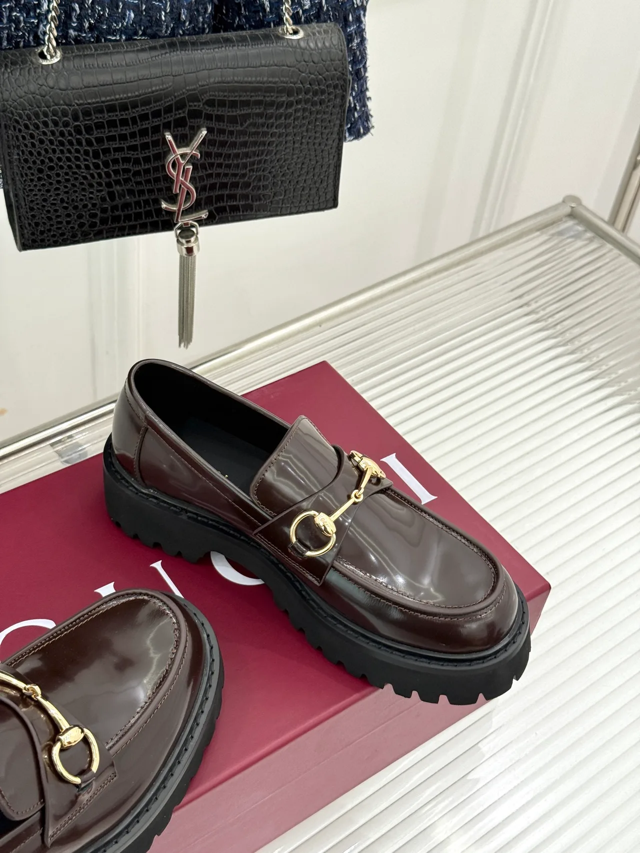Gucci Horsebit Lug Loafers in Brown · view 5