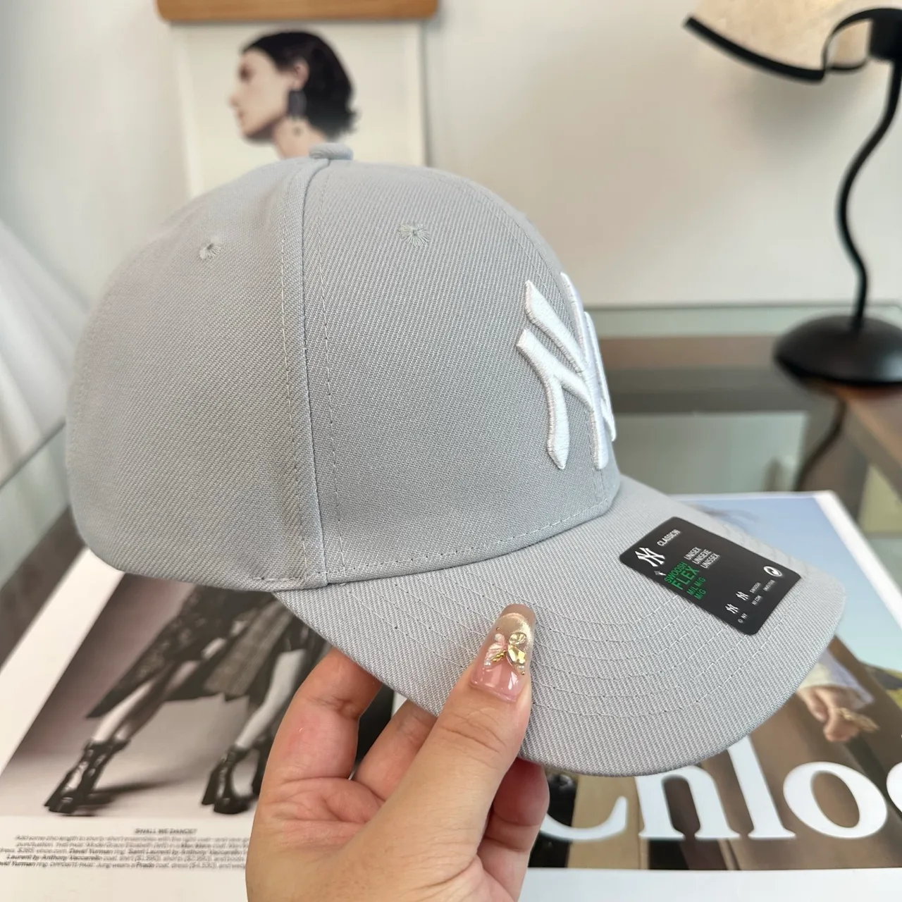 NY Letter Baseball Cap in Black & Grey & White & Brown & Green · view 7