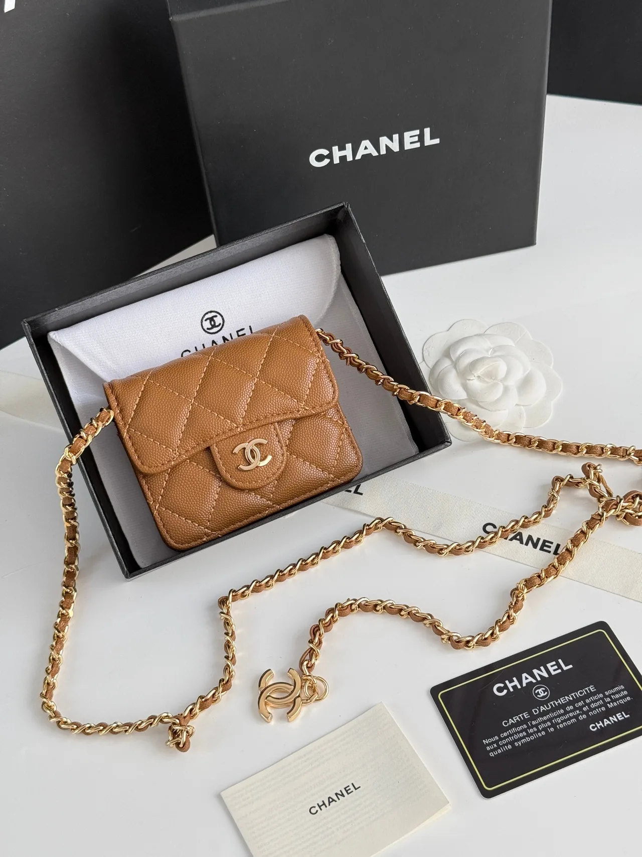 Chanel Quilted Wallet in Tan · view 1