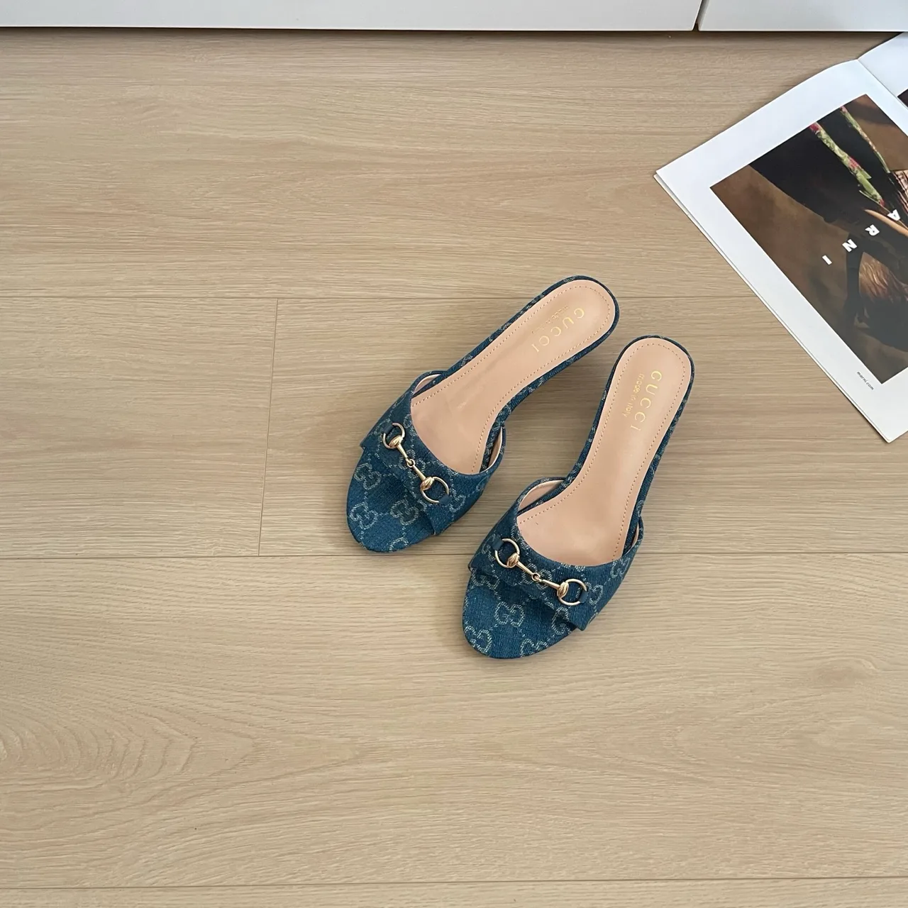 Gucci Canvas Mules in Blue · view 2
