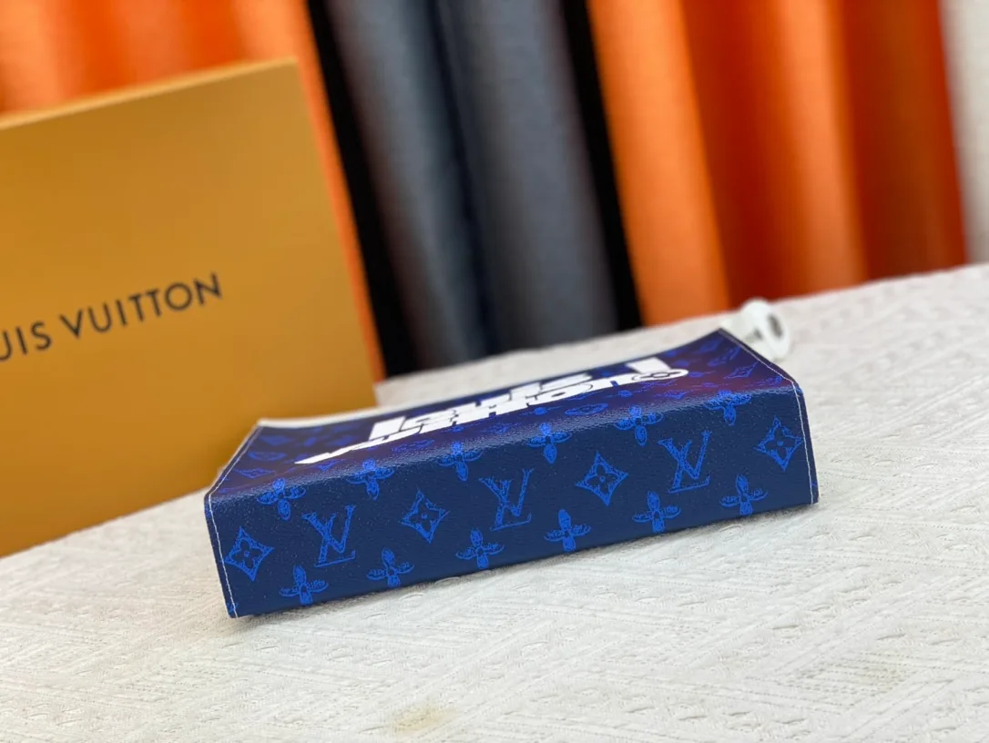 Louis Vuitton Cowhide Canvas Clutch in Blue · view 4