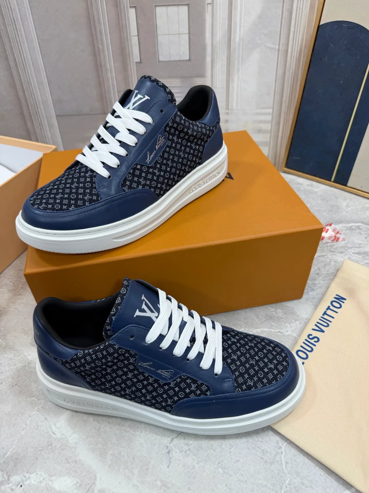 Louis Vuitton Calfskin Sneakers in Blue · view 4