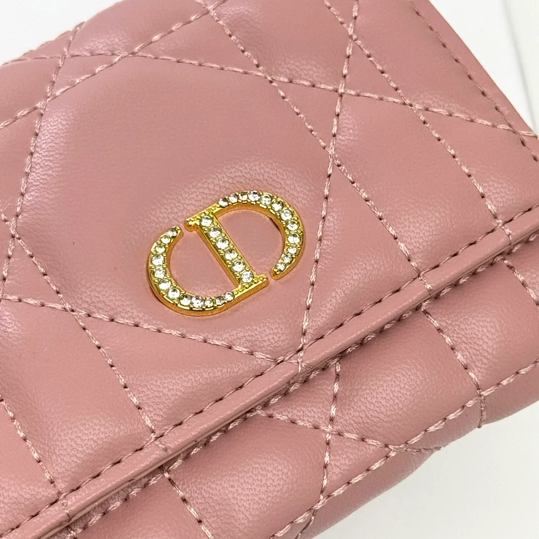 Dior Sheepskin Quilted Wallet in Pink · view 5