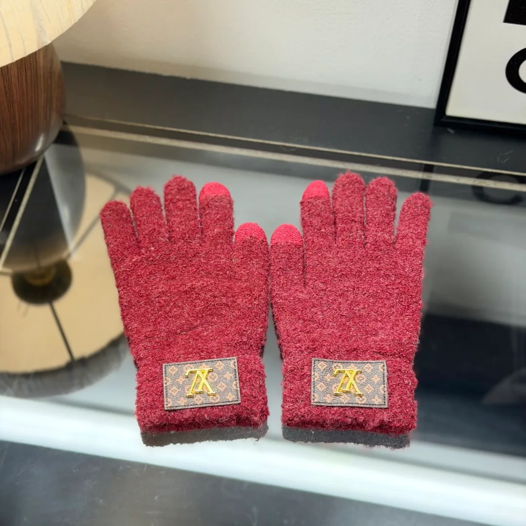 Louis Vuitton Wool Hat Scarf and Gloves Set in Red · view 5
