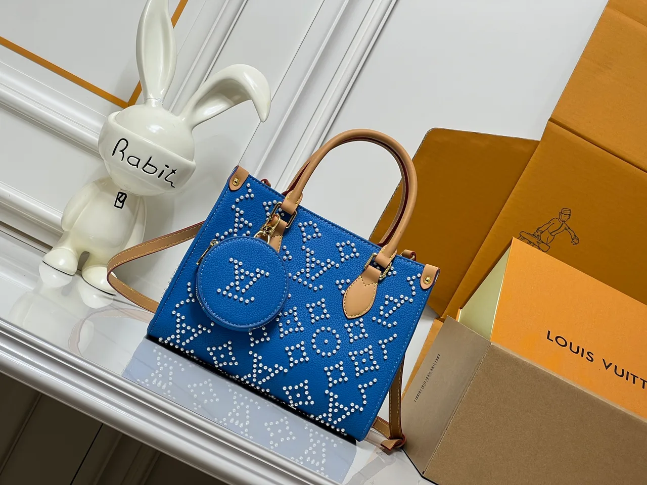 Louis Vuitton Cowhide OnTheGo Tote in Blue · view 1