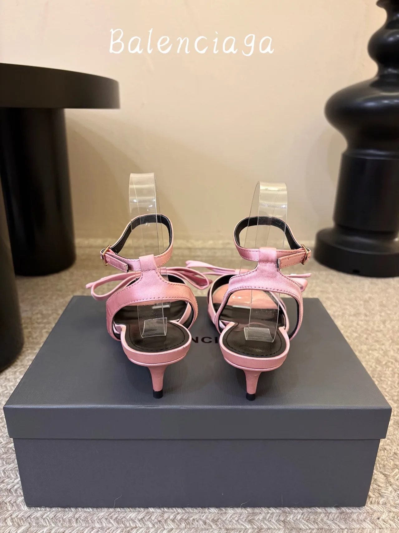Balenciaga Silk Ankle Strap Sandals in Pink · view 6